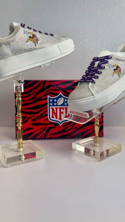 Women's Cuce White Minnesota Vikings Crystal Team Logo Sneakers Size 8 New
