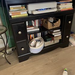 Black TV Stand Storage Shelf Bookcase