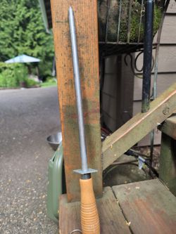 Vintage RUSSELL Green River Works KNIFE HONING ROD Sharpening Stone Sharpener US
