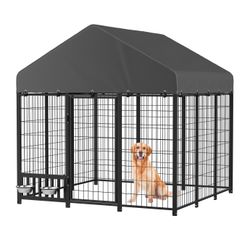 AECOJOY Heavy Duty Outdoor Dog Kennel, 6x6 Steel Chain Link Fence with Roof $200  Warehouse Clearance Sale   🔥First Come, First Served🔥  🔥Reserve w