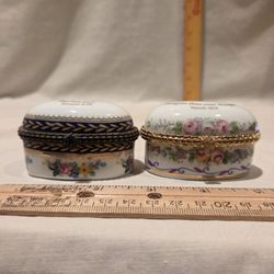 "Imperial Porcelain" Vintage Hinged Trinket Boxes, Lot Of 2--3"x2"