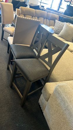 New grey assembled barstools counter height pub height 24β seat height island height