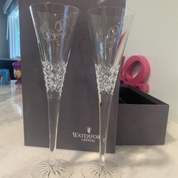 Waterford Crystal Bride And Groom Champagne Flutes