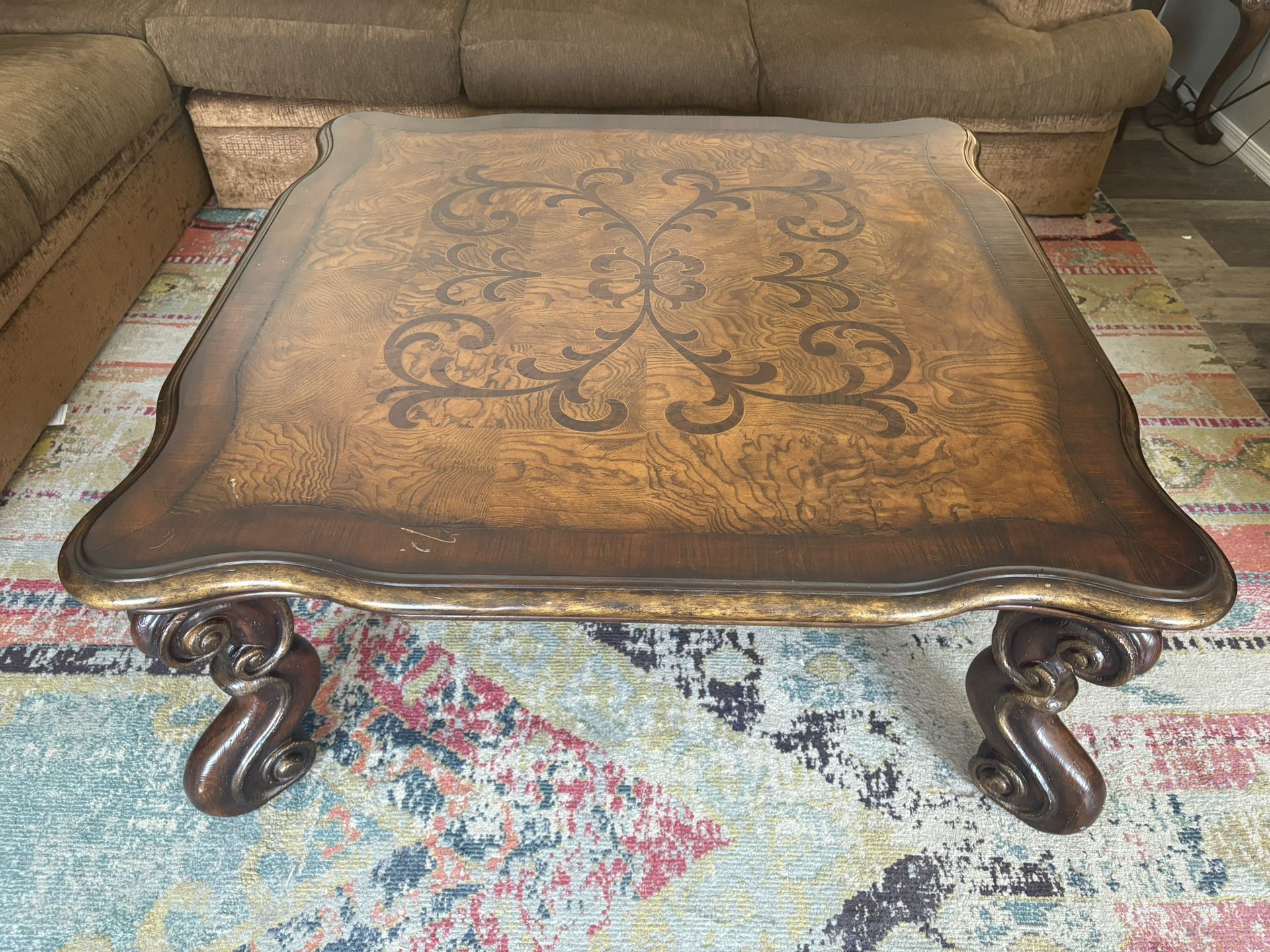 47.5 in square wooden coffee table