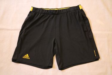 Adidas Barricade Men's Size XL Black Yellow Tennis Athletic Shorts 8" Inseam