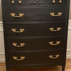 Refinished Vintage  Black French  Provincial dresser