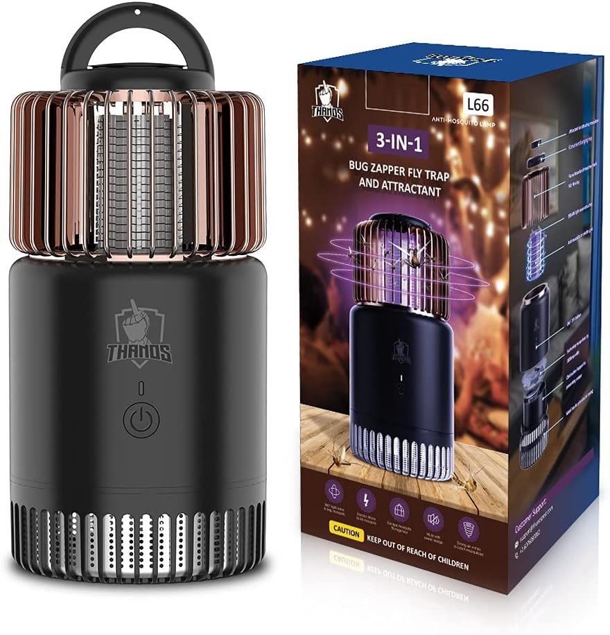 3 in 1 Thanos Indoor Bug Zapper Mosquito Killer Lamp Fly Insect Trap with UV Light Attractant Sticky Boards for Indoor Outdoor Patio L66