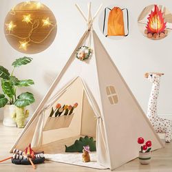 Teepee Tent for Kids Foldable Play Tent for Girls & Boys, Washable Indoor Toddler Tent, Cozy Warm Reading Nook & Room Decor