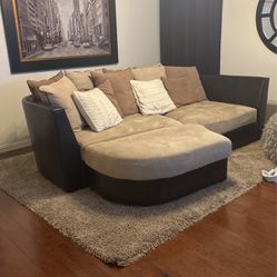 comfy living room couch with fitted ottoman 