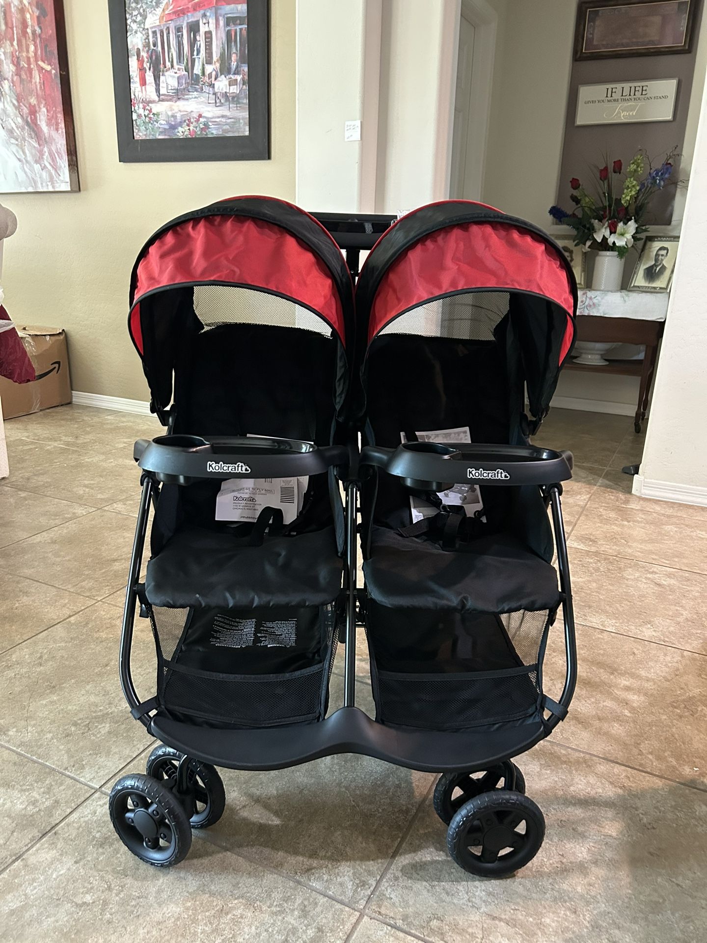ONLY $85: Cloud Plus Lightweight Double Stroller Side-by-Side for Infant Toddler, Compact Folding