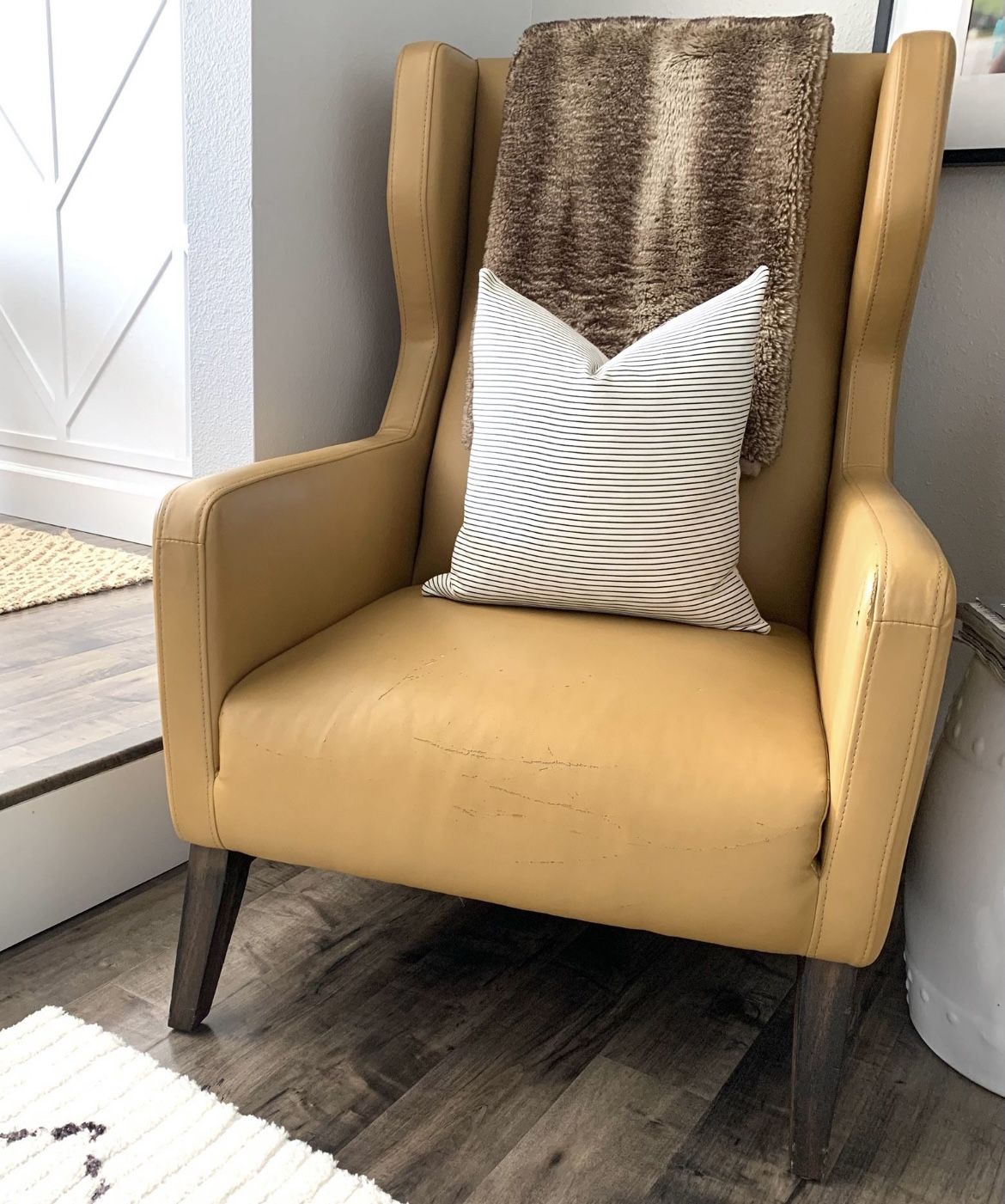 LEATHER …Wingback Leather Accent Chair