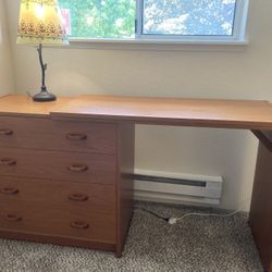 1970’s Dania Teak Dresser/Adjustable Desk Combo