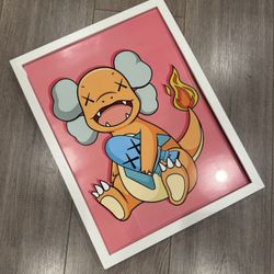 Pokemon Charizard Kaws Custom Print With Frame 
