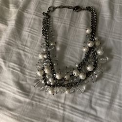 double layered pearl and silver chain