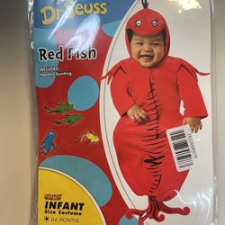 Halloween Costume Infant / Baby Dr. Seuss Red Fish 0-6 Months NEW