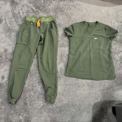 XS FIGS Moss Scrub Set