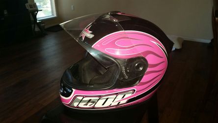 Womens Icon motorcycle helmet.