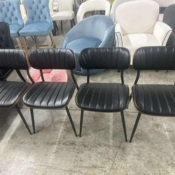 Bentwood Dining Chairs Set of 4, Modern PU Leather Dining Room Chairs with Metal Legs, Mid Century Upholstered Kitchen Chairs with Curved Back and Sea