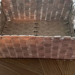 Basket And Wood Block Decor And Plant