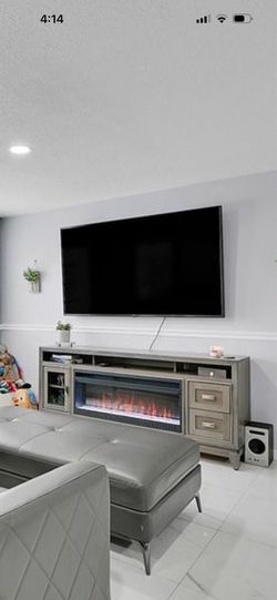 Tv stand with fire place
