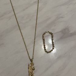 14k Gold Chain & 10k Gold Bracelet 