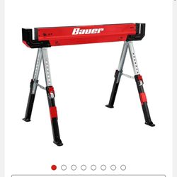 Pair) Bauer 32 in. Steel Adjustable Sawhorses