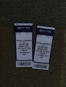 2 cub tickets for sale Saturday game 37 dollars each