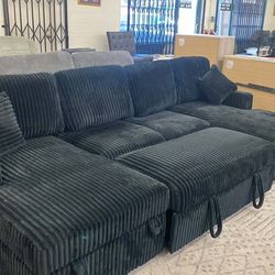 New Sleeper Sectional Sofa Bed Couch with 2 Consoles! Free Delivery 🚚!