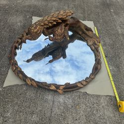Vintage Wood Carved Wall Mirror