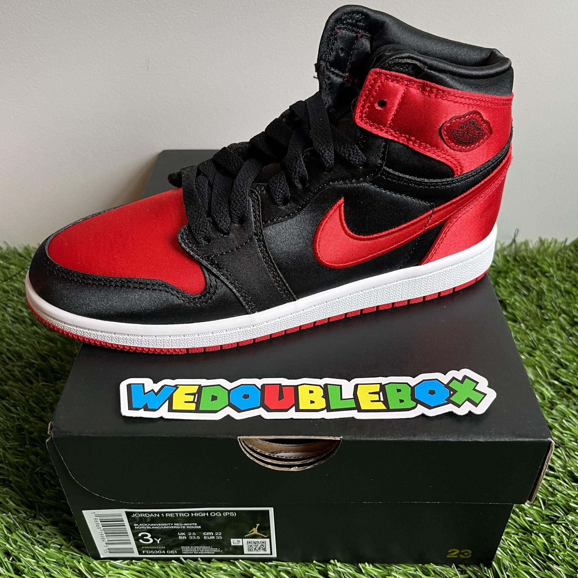 Nike Air Jordan Retro High OG Satin Bred Size 3Y Preschool Shoes Sneakers PS Red Black White Jumpman 23