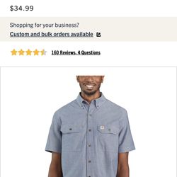 CARHARTT LOOSE FIT MIDWEIGHT CHAMBRAY SHORT-SLEEVE SHIRT