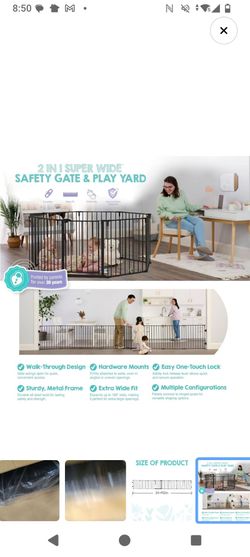 Regalo Safety 192" Super Wide Baby Gate & Play Yard - Black