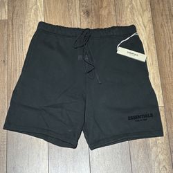 Essentials Fear Of God Stretch Limo Black Shorts And Shirts 