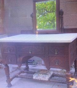 Marble Top Vanity W Swivel Mirror