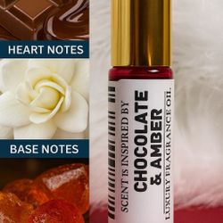 Luxury Perfume Oil 10ml | Chocolate, Amber, Vanilla & Warm Musk Roll-On  Description: Indulge in the irresistible richness of Chocolate & Amber — a lu