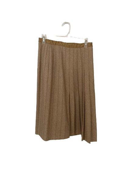 New Handmade Woman’s Beige Skirt with Side Pleats, Sz M/L (see measurements)
