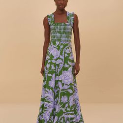 Farm Rio Green Tropical Swing Sleeveless Midi Dress Small