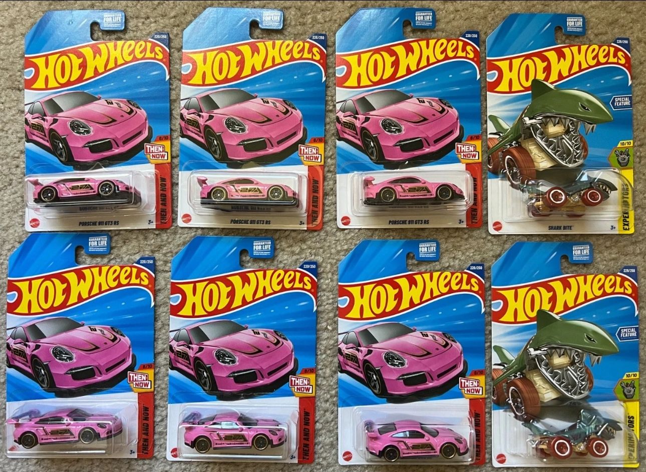 Hot Wheels TH Shark Bite x2 Then and Now Porsche 911 GT3 RS x6 Lot of 8