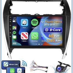 8 CORE 6G+128G] Car Radio for Toyota Camry 2012 2013 2014 with Wireless Carplay/Android Auto, 10.1 Inch Android 13 IPS Touch Screen Car Stereo, Blueto