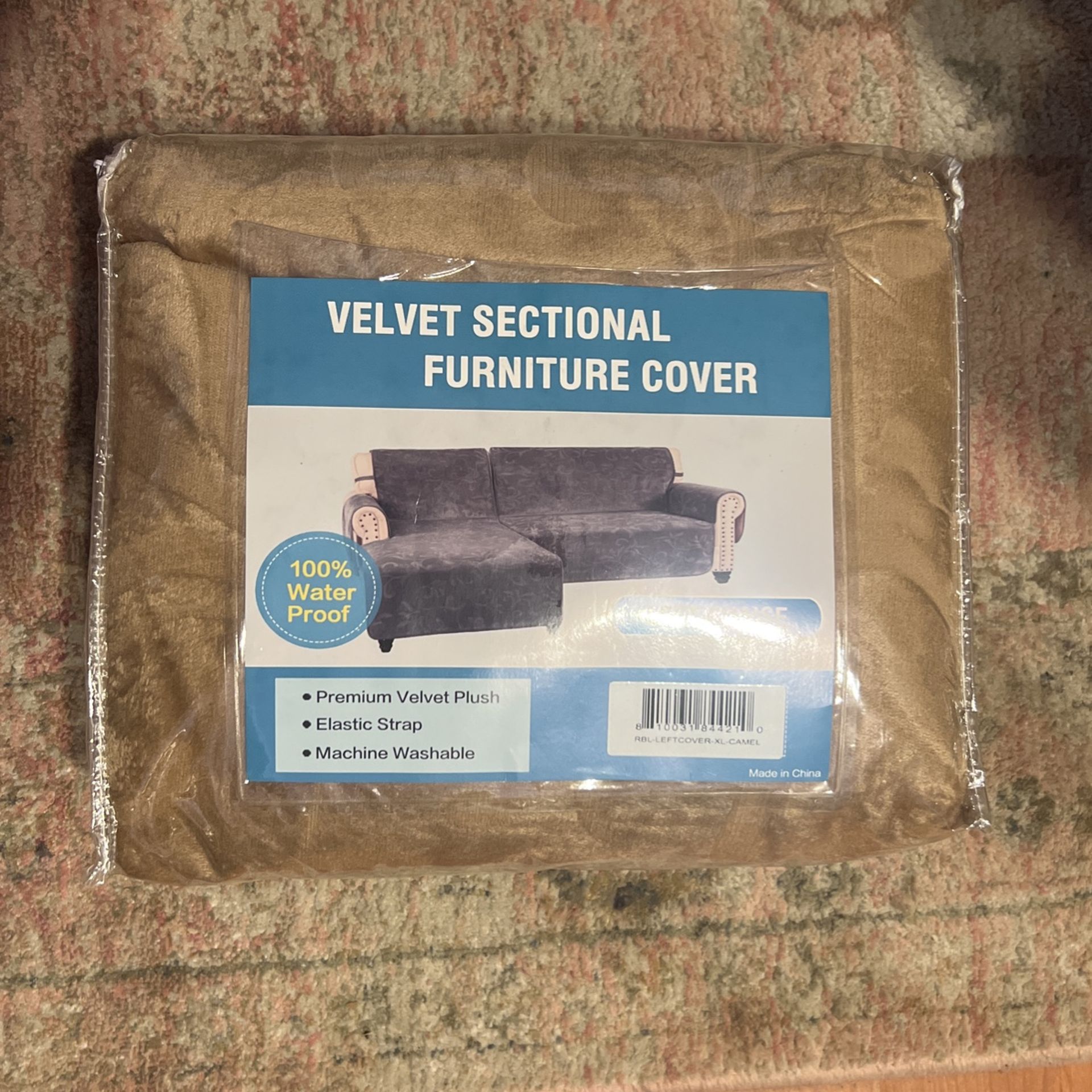 100% Waterproof L-Shaped Sofa Slipover Velvet Left Chaise Lounge Cover