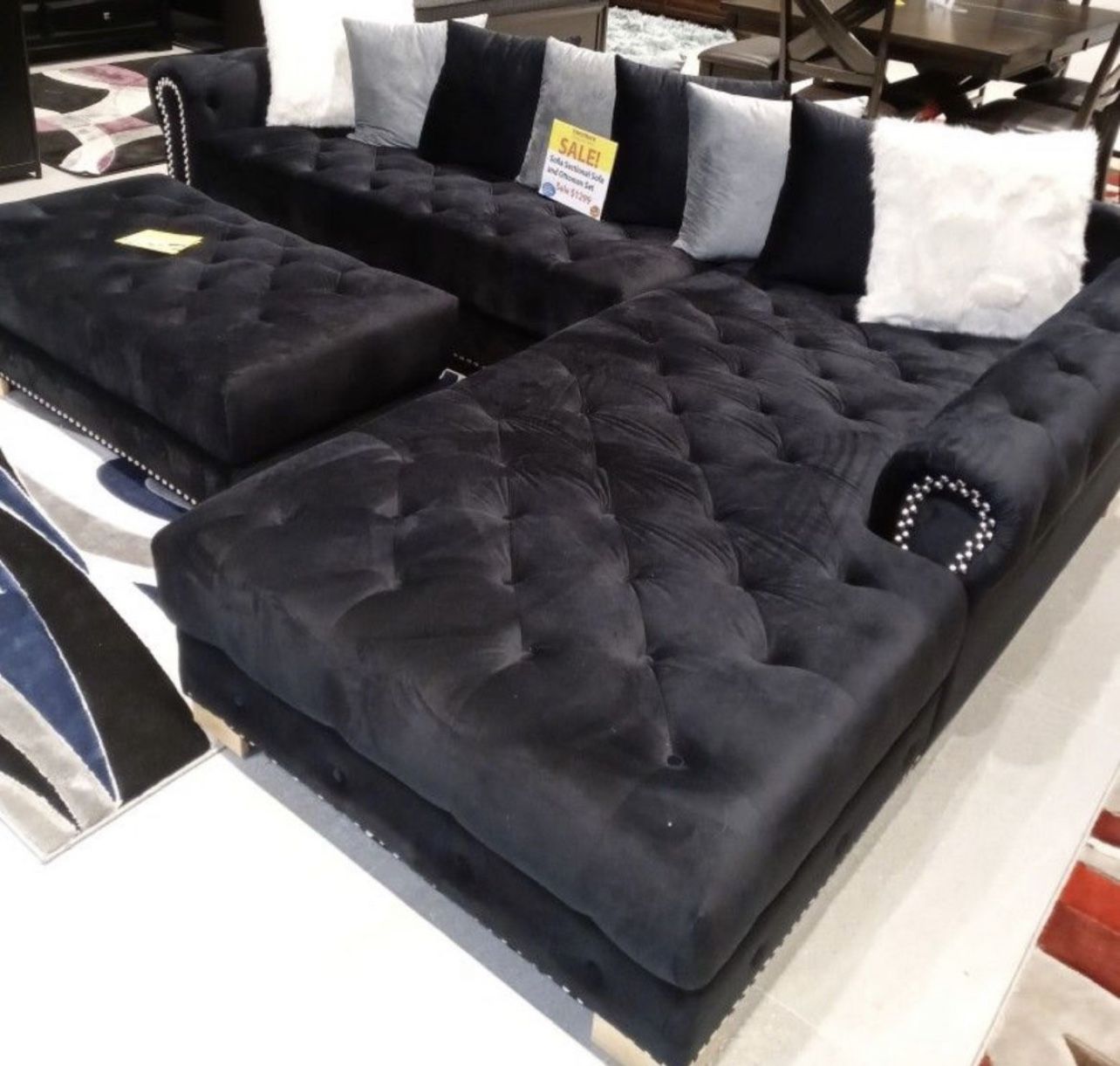 COMFY NEW SOFIA SECTIONAL SOFA AND OTTOMAN SET ON SALE ONLY $1099. IN STOCK SAME DAY DELIVERY 🚚 EASY FINANCING