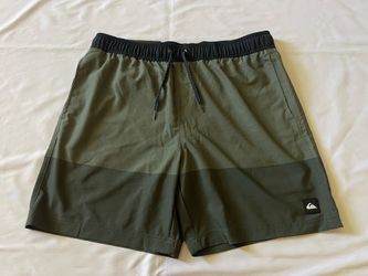 Quiksilver Swim Shorts Pants Bottom Olive Green Black Quick Dry Men Large L
