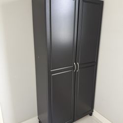 6’ Black Storage Cabinet with Shelves 