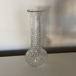Vintage Clear  Glass Hobnail Vase