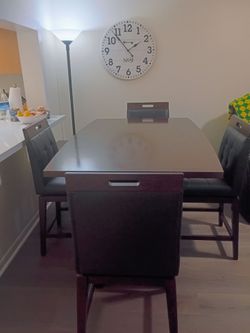 Dark Wood Dining Table with 4 Chairs