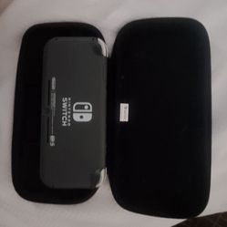 Nintendo Switch Lite in a protective gray carrying case.