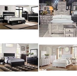 4- Pc Bedroom set Dresser,Mirror  Nightstand (1) Queen size bed frame  Not including Mattress and Box Sp