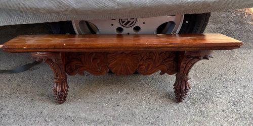 Ornate Hand-Carved Wooden 30” Wall Shelf