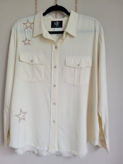 Moving Forward Designs Brand Ivory with Gold Embroidery Stars And Rhinestone Star Size M