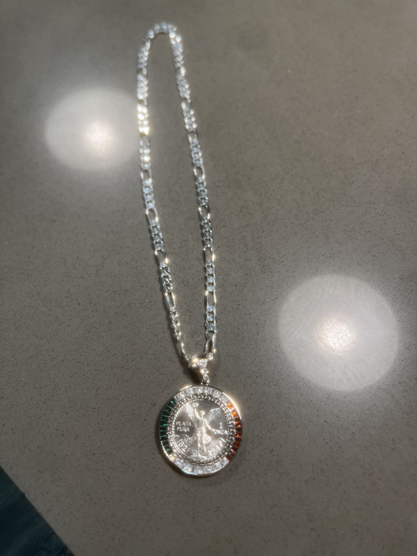 925 Silver Centenario With Chain Set